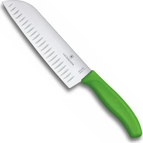 Victorinox SwissClassic Santokumesser mit Kullenschliff, 17cm grün