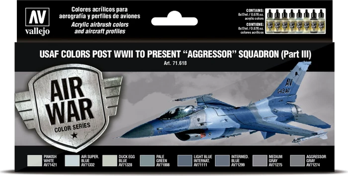 Vallejo Model Air Air War Color Series USAF Colors Post WWII to Present Aggressor Squadron Part 3 Farbset, 8-tlg.