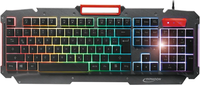 Typhoon Gaming-Tastatur mit Regenbogenfarben-Hintergrundbeleuchtung, USB, DE