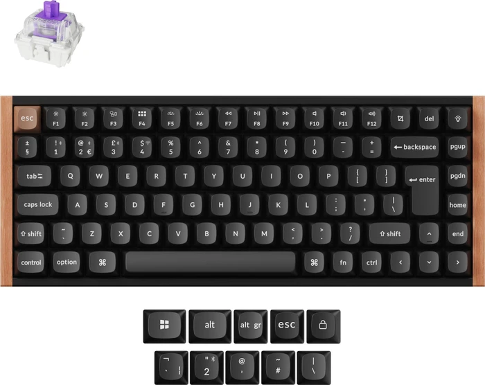 Keychron K2 HE Wireless, Special Edition ISO Black, 75%, PBT, LEDs RGB, Gateron 2.0 Magnetic Nebula, USB/Bluetooth, UK