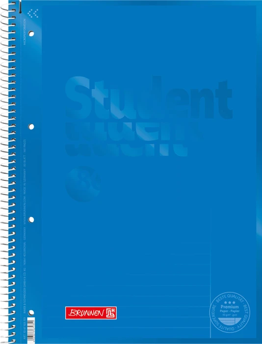 Brunnen Student Colour Code Collegeblock, A4, Lineatur 25, azur, 80 Blatt