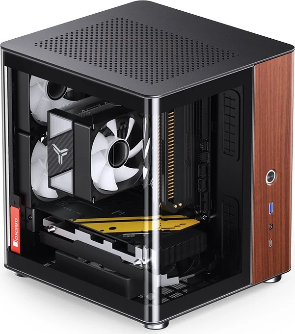 Jonsbo TK-0 Black, schwarz/braun, Glasfenster, Mini-ITX