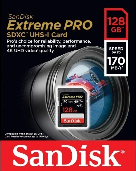 SanDisk Extreme PRO R170/W90 128GB, UHS-I U3, Class 10