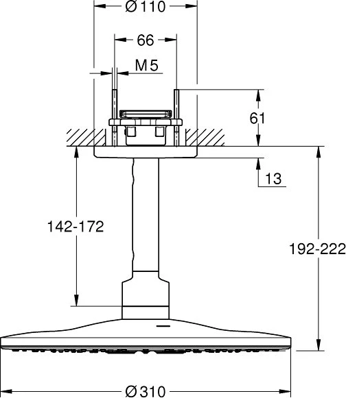 Grohe Rainshower SmartActive 310 Kopfbrause Deckenauslass cool sunrise