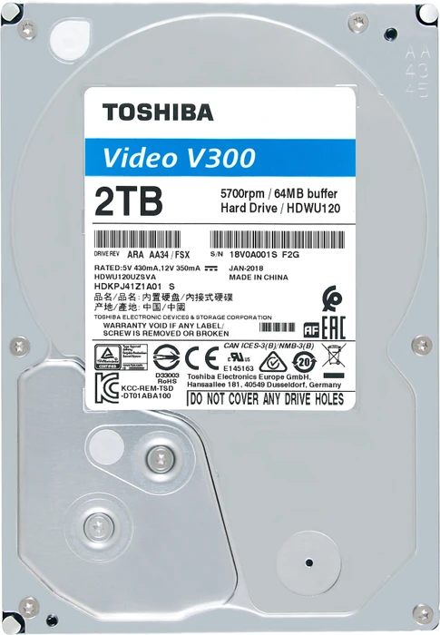 Toshiba V300 Video Streaming 3TB, 24/7, 512e / 3.5" / SATA 6Gb/s, bulk