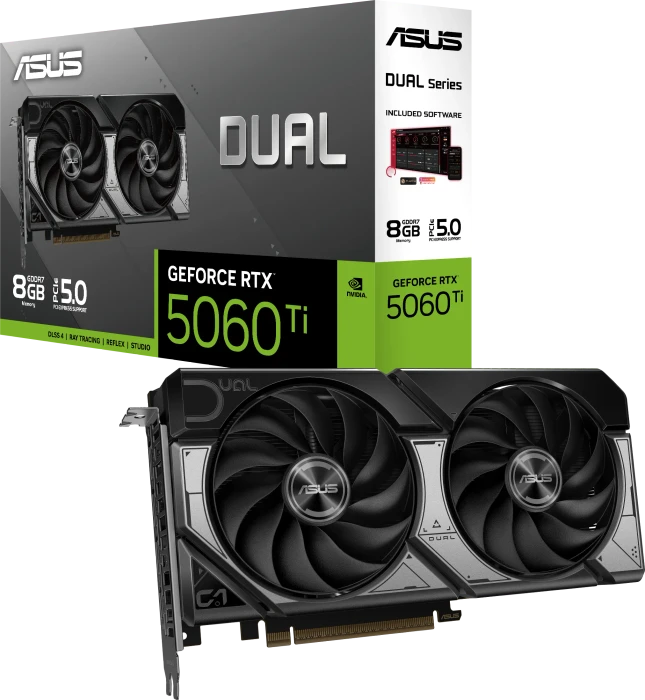 ASUS Dual GeForce RTX 5060 Ti, DUAL-RTX5060TI-8G, 8GB GDDR7, HDMI, 3x DP