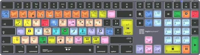 LogicKeyboard Titan Wireless Apple Logic Pro X Mac, Titanium Gray, LEDs weiß, USB/Bluetooth, FR