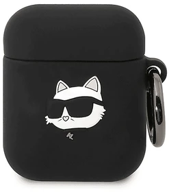 Karl Lagerfeld 3D Logo NFT Choupette Head Case für Apple AirPods 1/2 schwarz