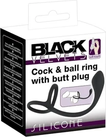 You2Toys Black Velvets Cock + Ball Ring