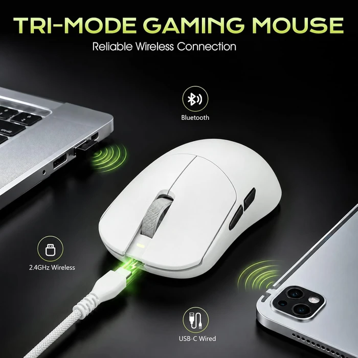 VGN Dragonfly F2 Pro Max 8KHz Wireless Gaming Maus, weiß, USB/Bluetooth
