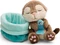 Nici Sleeping Pets Forest Otter mit Fisch im blauen Körbchen 12cm Vorschaubild