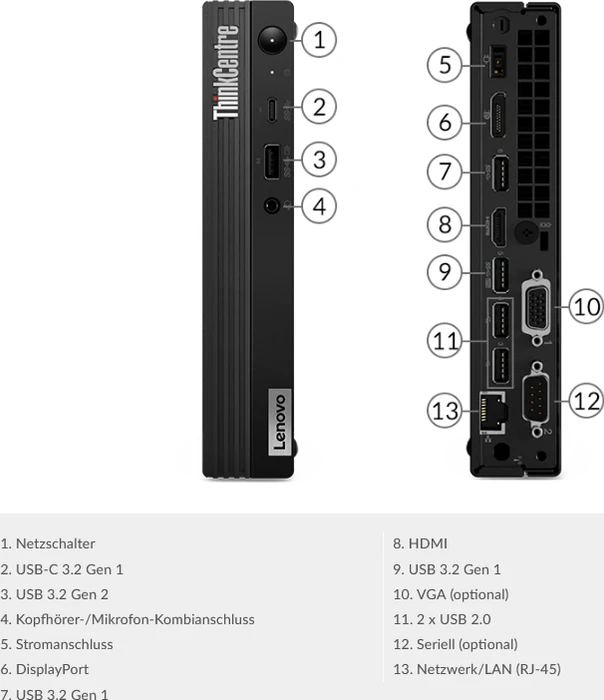 Lenovo ThinkCentre M75q Gen 2 Tiny, Ryzen 5 5600GE, 16GB RAM, 512GB SSD, DE