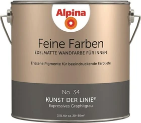 Alpina Farben Feine Farben No. 34 Kunst derlinie innen expressives graphitgrau edelmatt grau, 2.5l