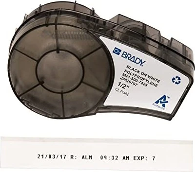 Brady Polypropylene Laboratory Labels Beschriftungsband, 12.7mm, schwarz/weiß
