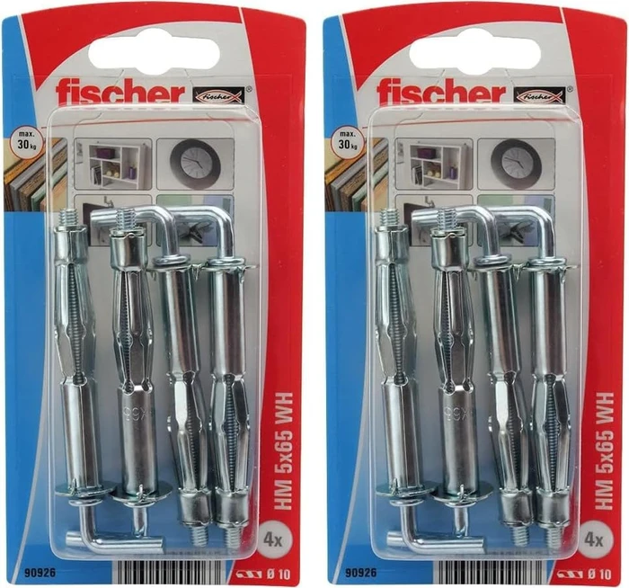 fischer HM 5x65 H K Hohlraum-Metalldübel Schrauben/Dübel-Sortiment, 4 Stück