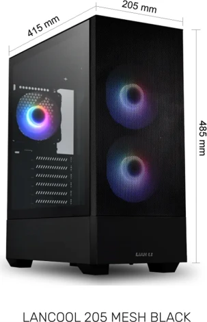 Lian Li LANCOOL 205 Mesh, schwarz, Glasfenster