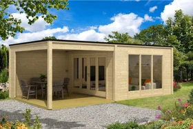 Alpholz Gartenhaus Design Cubus-Plus-40 680x380cm natur