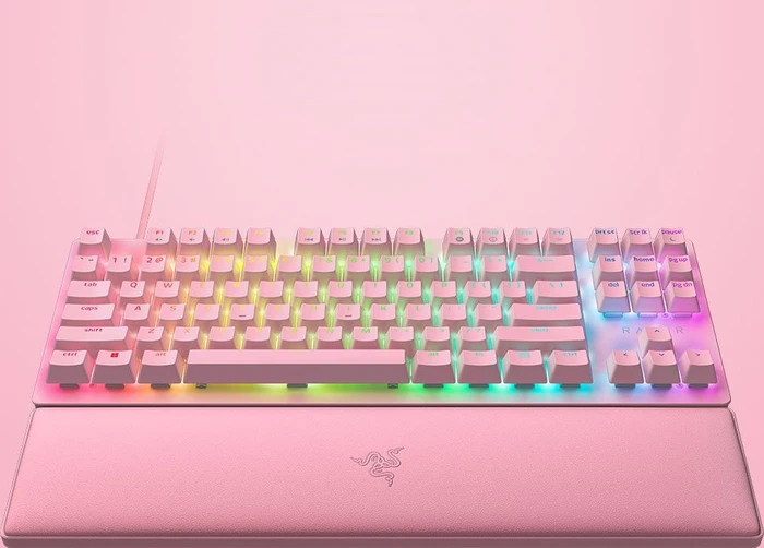 Razer Huntsman V2 TKL Quartz Pink, LEDs RGB, Razer Linear Optical Gen-2 RED, USB, US