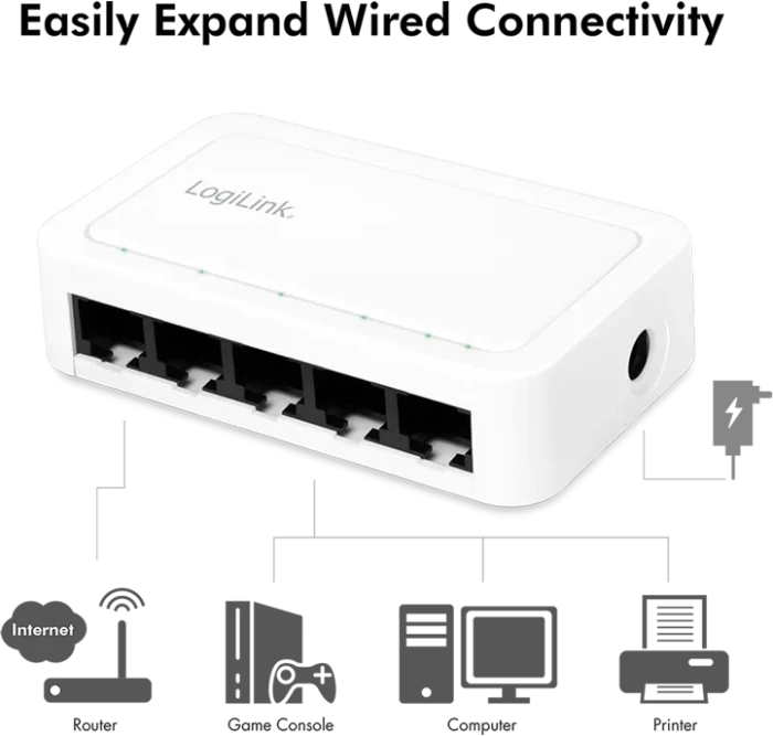 LogiLink NS200 Desktop Gigabit Switch, 5x RJ-45