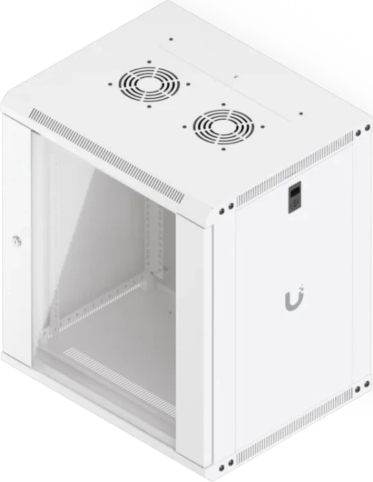 Ubiquiti 12U Rack Cabinet, 19" Wandgehäuse 12HE, Glastür, weiß, 450mm tief