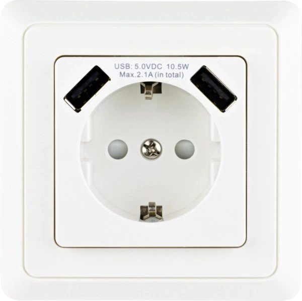 REV Ritter PrimaLuxe Schutzkontaktsteckdose UP mit USB-Modul, weiß