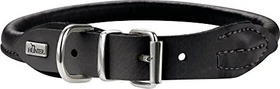 Hunter Round & Soft Elk Hundehalsband, Leder, weich, rund, fellschonend, 45 S-M, schwarz