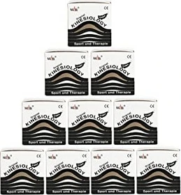 Nasara Kinesiology Tape Rolle 5cm x 5m schwarz, 10 Stück