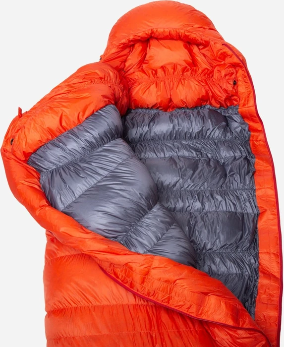 Mountain Equipment Kryos Mumienschlafsack cardinal orange