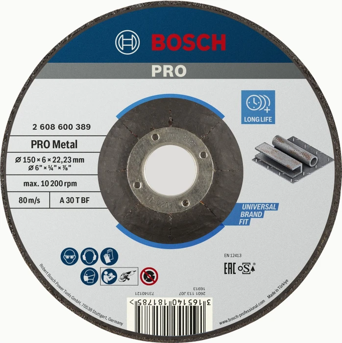 Bosch Professional A30TBF Expert for Metal Schleifscheibe, 150x6x22.23mm, 1 Stück