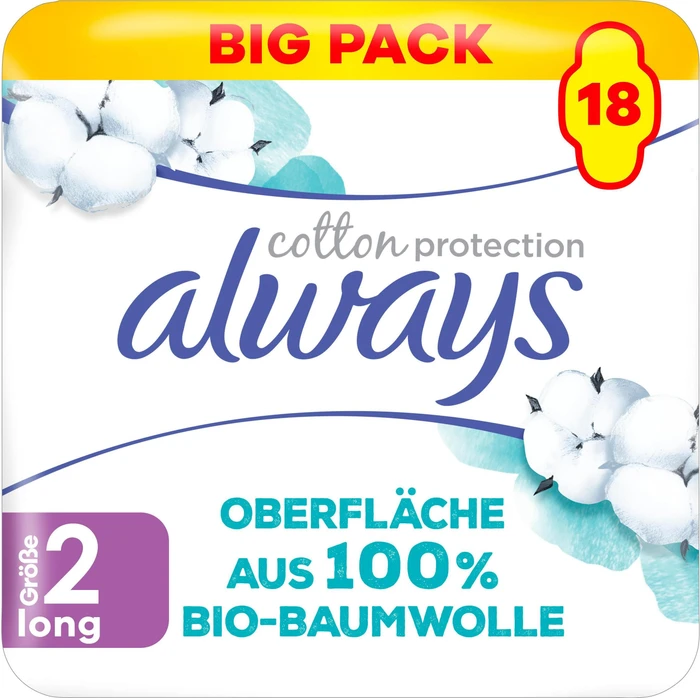 Always Cotton Protection Long Größe 2, 18 Stück