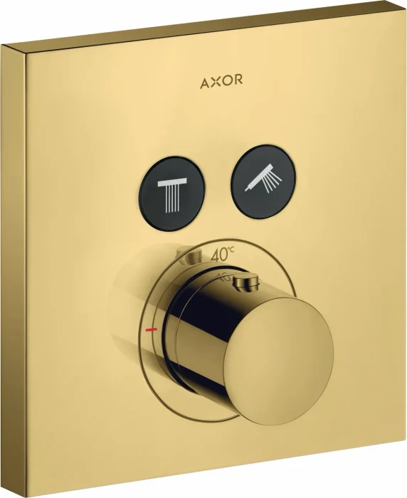 Hansgrohe Axor ShowerSelect eckig Thermostat mit 2 Ventilen polished gold optic