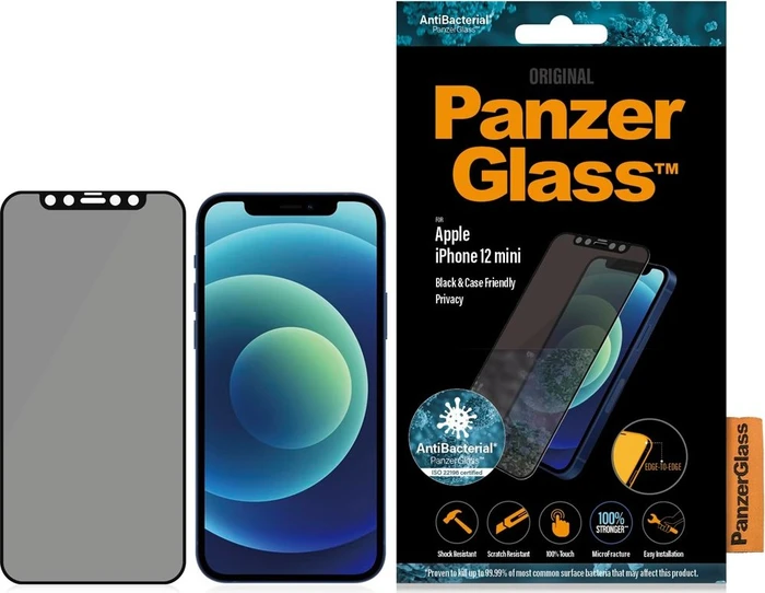 PanzerGlass Edge-to-Edge Case Friendly & Privacy für Apple iPhone 12 Mini schwarz