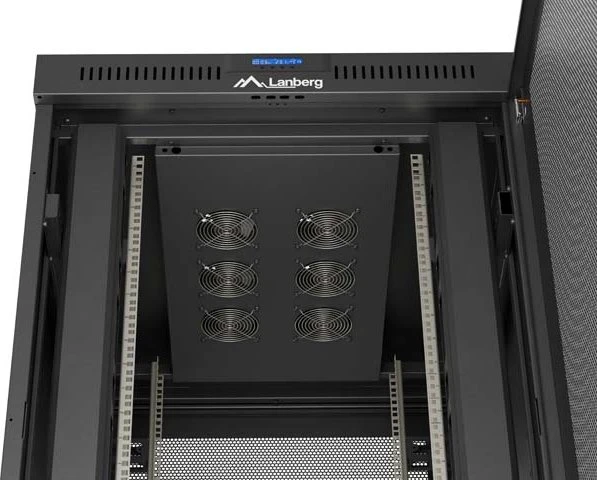 Lanberg 19" Rackschrank 27HE, LCD, freistehend, Flat Pack, V2, Gitternetztür, IP20, RAL 9004, 1000mm tief