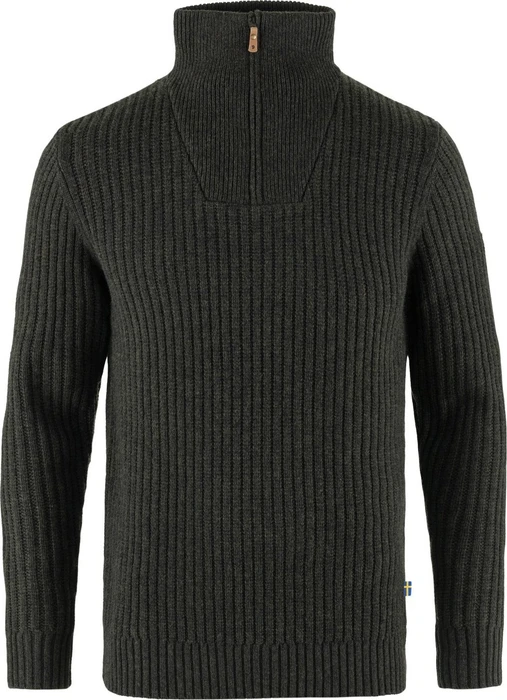 Fjällräven Övik Half Zip Strickpullover dark olive (Herren)