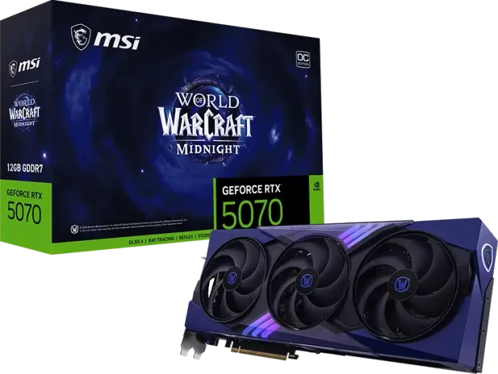 MSI GeForce RTX 5070 12G World of Warcraft Midnight Void Edition OC, G5070-12WMVEC, 12GB GDDR7, HDMI, 3x DP