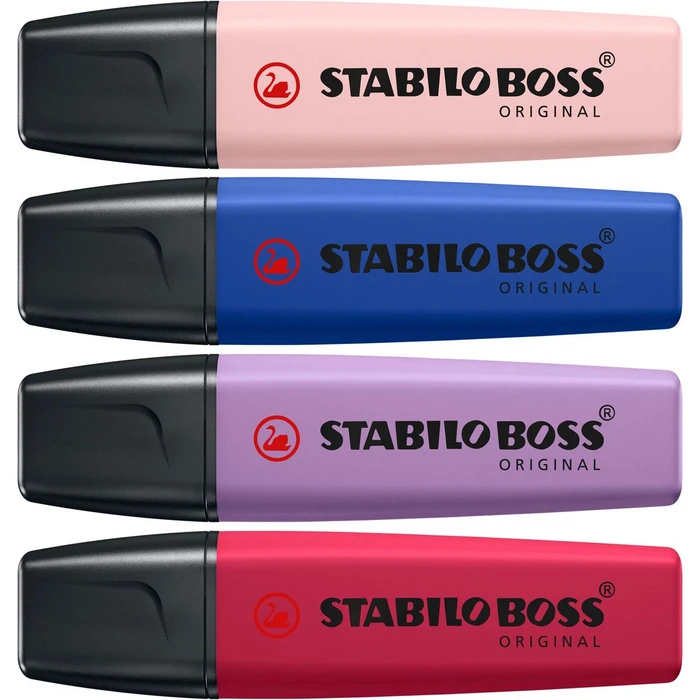 STABILO Boss Original NatureColors Wildflower Edition rouge/ultramarinblau/grauviolett/burgunderrot, 4er-Set