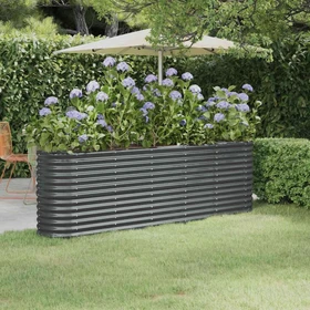 vidaXL Stahl Hochbeet oval 224x40cm anthrazit