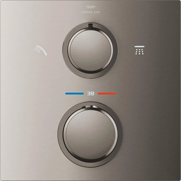 Grohe Allure Thermostat-Brausebatterie mit integrierter 2-Wege-Umstellung hard graphite gebürstet