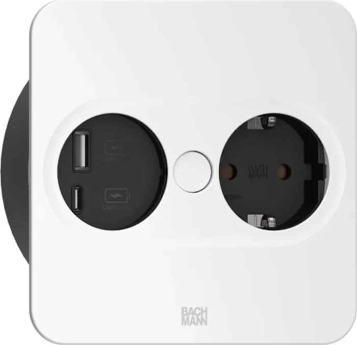 Bachmann Twist 2, 1-fach, 1x USB-Charger A/C, eckig, 2m, weiß