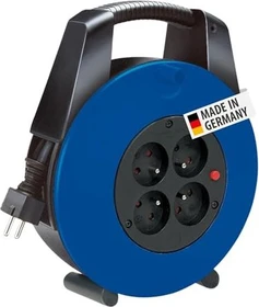 Brennenstuhl Vario Line Kabelbox 4-fach schwarz/blau, Schuko auf 4x Schuko, 15m, IP20, H05VV-F 3G1,5