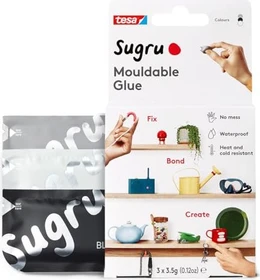 tesa Sugru Klebeknete schwarz/grau/weiß, 3 Stück