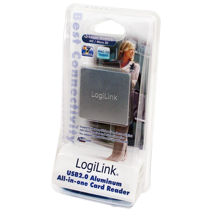 LogiLink Aluminium All-in-One Multi-Slot-Cardreader silber, USB-A 2.0 [Buchse]