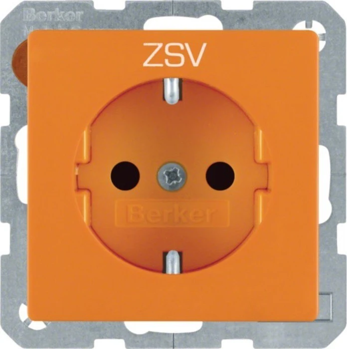 Berker Q.x Steckdose SCHUKO Aufdruck "ZSV", orange samt
