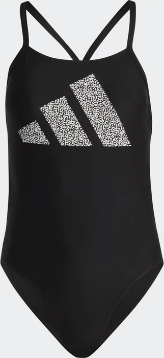 adidas 3 Bar Logo Print Badeanzug schwarz/weiß (Damen)