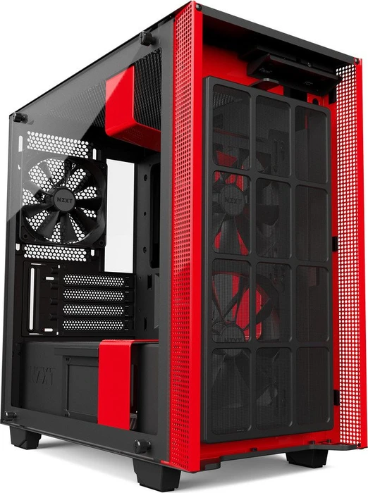 NZXT H400 schwarz/rot, Glasfenster