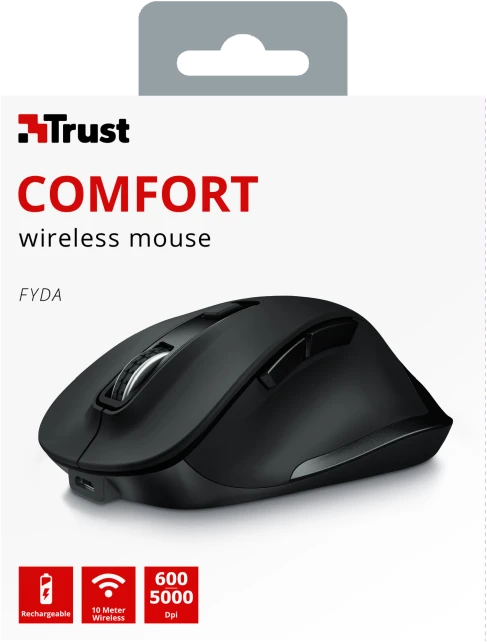 Trust Fyda Rechargeable Wireless Comfort Mouse schwarz, USB