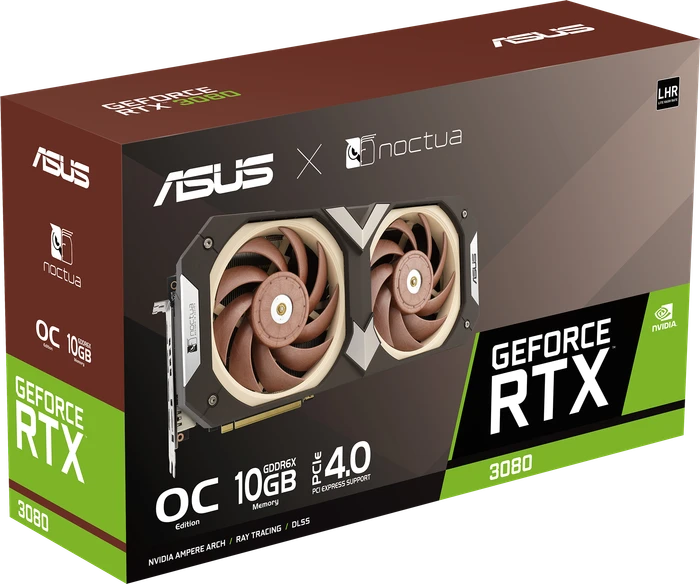 ASUS GeForce RTX 3080 Noctua OC Edition (LHR), RTX3080-O10G-NOCTUA, 10GB GDDR6X, 2x HDMI, 3x DP
