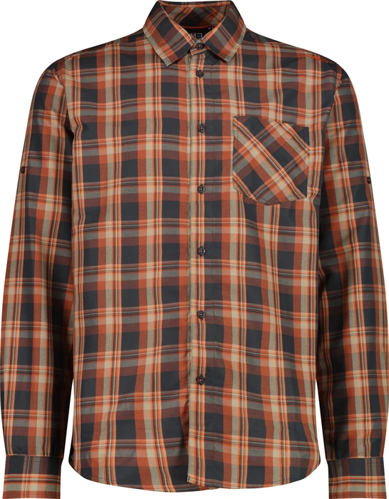 CMP Karomuster Hemd langarm antracite/orange/corda (Herren)