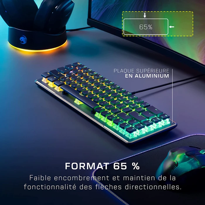 Roccat Vulcan II Mini, LEDs RGB, schwarz, TITAN II OPTICAL RED, USB, FR