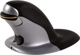 Fellowes Penguin beidhändige vertikale Maus, kabellos, Größe M, schwarz/silber, USB (9894701)